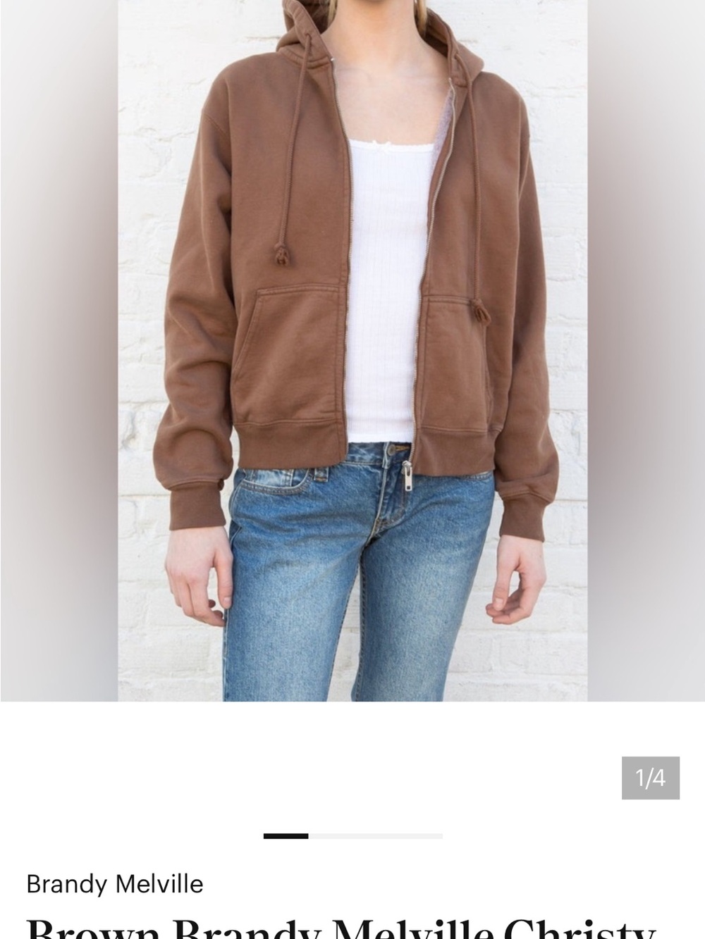 Brandy Melville Tan Sherpa-Lined Zip Hoodie - Picture 6 of 6
